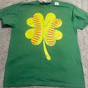 Port and Company Green Tee with Yellow Shamrock Design
